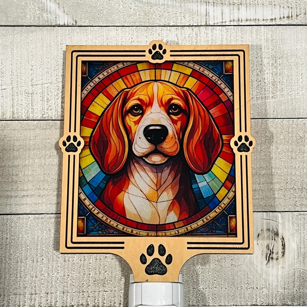 Beagle Dog Stained Glass Style Night Light Paw Print Handmade Beagle Gift Idea‎